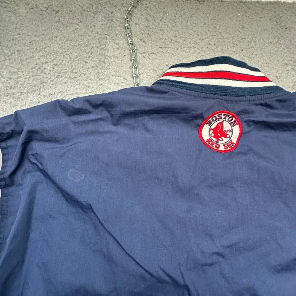 Vintage 90s Boston Red Fans Gear Sox Snap Bomber Jacket Mens Large Navy Gray